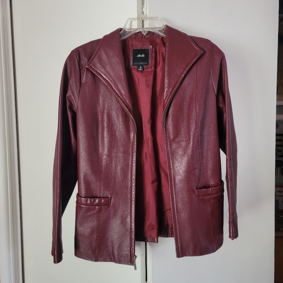 Dark Red Leather Jacket Vintage 1990s - Picture 2 of 6